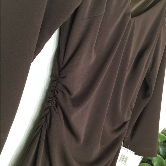 NWT David Meister Brown Ruched Dress - Picture 5 of 7